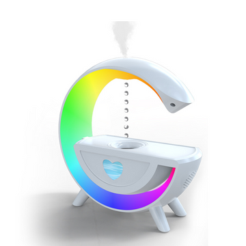 Humidificateur d'air 23,5x23,8x8cm 500ml 36db chargement USB bluetooth 5,3 rond diffuseur d'arômes fonction haut-parleur bluetooth